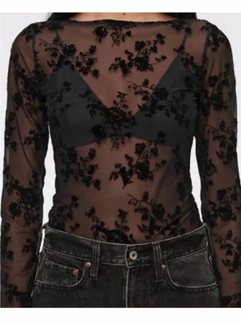 Abercrombie Long-Sleeve Slash Mesh Top